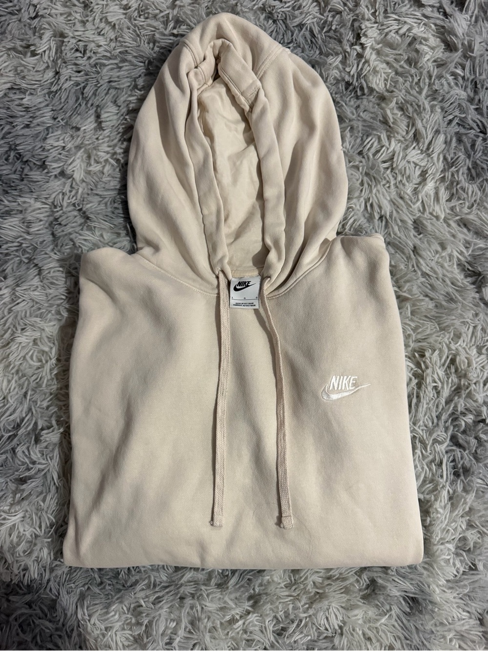 Nike Men’s Light Cream Zip-Up Hoodie with Embroidered Logo